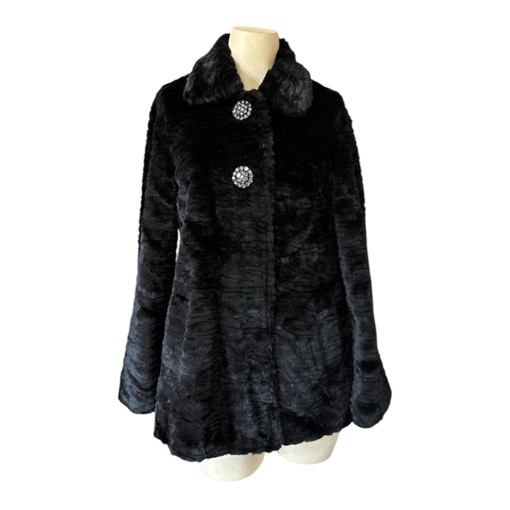 Chill Couture Faux Fur Black Coat women size Small